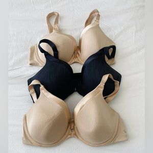 34D Vanity Fair Bundle of 3 Bras nude black